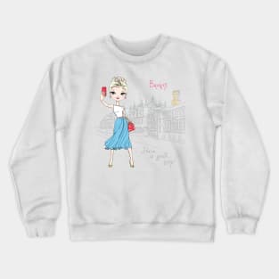 Cute girl makes selfie in Bruges Crewneck Sweatshirt